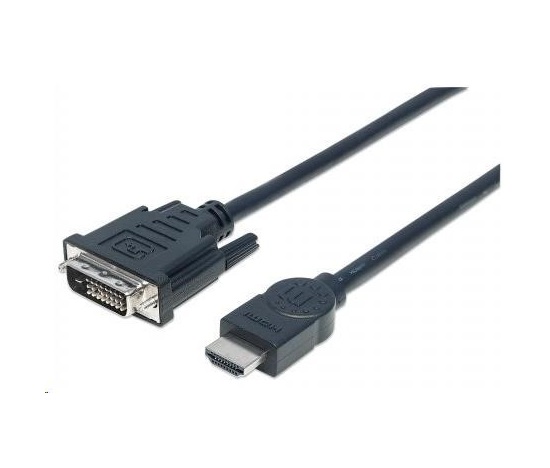 MANHATTAN HDMI samec - DVI-D 24+1 samec, dvojlinkové prepojenie, čierna farba, 3 m