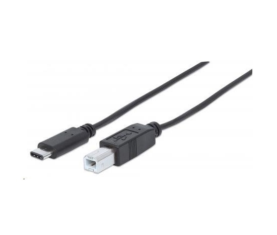 MANHATTAN USB kábel 2.0 C, C samec / B samec, 1m (3 ft.), Čierna