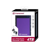 Externý pevný disk TRANSCEND 2,5" USB 3.1 StoreJet 25H3P, 4 TB, fialový (odolný voči nárazom)