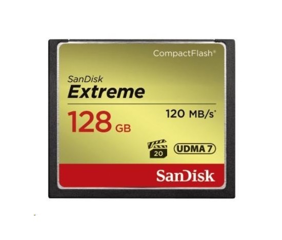 SanDisk Compact Flash karta 128 GB Extreme (R:120/W:85 MB/s UDMA7)