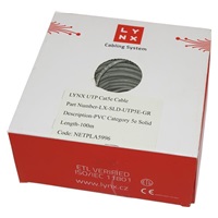 UTP kabel LYNX, Cat5E, drát, PVC, Dca, šedý, 100m