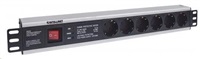 Intellinet 19" 1.5U Rackmount 6-Way Power Strip - nemecký typ, distribučný panel, 6x DE zásuvka, 3m kábel, prepäťová ochrana