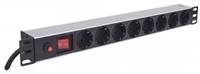 Intellinet 19" 1U Rackmount 8-Way Power Strip - nemecký typ, distribučný panel, 8x DE zásuvka, 3m kábel