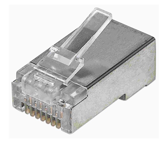 Intellinet konektor RJ45, Cat5e, tienený STP, 15µ, drôt, 100 ks v balení