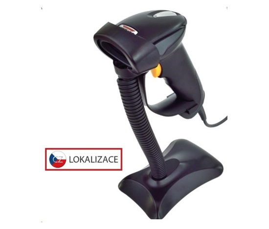 Virtuos CCD čítačka HT-310A s veľkým dosahom, USB (klávesnica/RS232), stojan , čierna