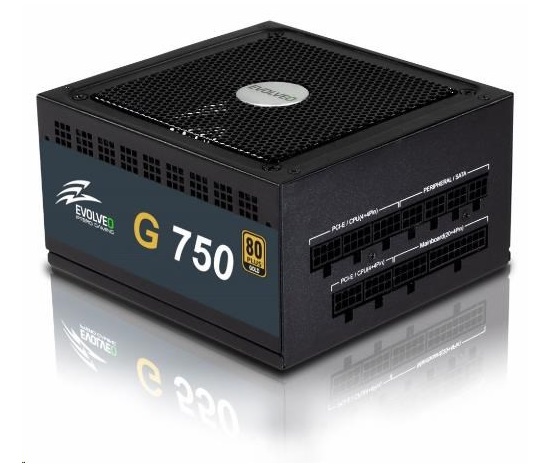 EVOLVEO G750 napájací zdroj 750W, eff 91%, 80+ GOLD, aPFC, modulárny, maloobchodný predaj