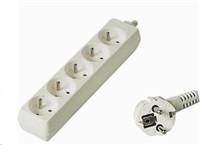 PREMIUMCORD Predlžovací kábel 230V 2m, 5 zásuviek, biely