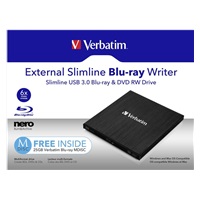 VERBATIM Slimline Blu-ray Rewriter USB 3.0 Bezplatný BR disk 25 GB (CD DVD BD Mdisc)