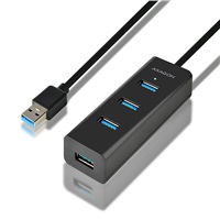 AXAGON HUE-S2BL, 4x USB 3.0 CHARGING hub, micro USB nap. konektor, kábel USB-A 1.2m