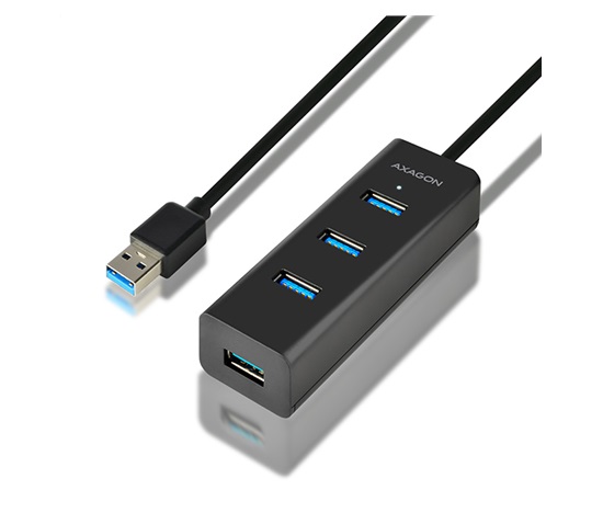 AXAGON HUE-S2BL, 4x USB 3.0 CHARGING hub, micro USB nap. konektor, kábel USB-A 1.2m