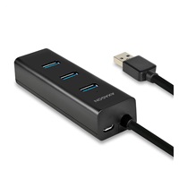 AXAGON HUE-S2BL, 4x USB 3.0 CHARGING hub, micro USB nap. konektor, kábel USB-A 1.2m