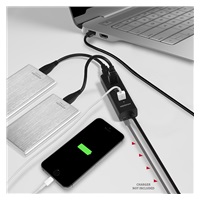 AXAGON HUE-S2BL, 4x USB 3.0 CHARGING hub, micro USB nap. konektor, kábel USB-A 1.2m