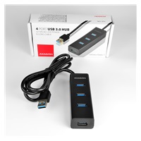 AXAGON HUE-S2BL, 4x USB 3.0 CHARGING hub, micro USB nap. konektor, kábel USB-A 1.2m