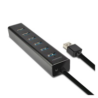 AXAGON HUE-SA7BP, 7x USB 3.0 ALU CHARGING hub, vr. AC adaptéra, kábel USB-A 40cm