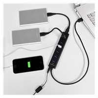 AXAGON HUE-SA7BP, 7x USB 3.0 ALU CHARGING hub, vr. AC adaptéra, kábel USB-A 40cm