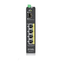 Zyxel RGS100-5P 5-portový gigabitový prepínač PoE, 4x GbE + 1x SFP, rozpočet PoE 120 W, montáž na DIN lištu/stenovú montáž, IP30