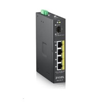 Zyxel RGS100-5P 5-portový gigabitový prepínač PoE, 4x GbE + 1x SFP, rozpočet PoE 120 W, montáž na DIN lištu/stenovú montáž, IP30