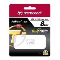 TRANSCEND Flash disk 8GB JetFlash®720S, USB 3.1, riešenie MLC (R:110/W:25 MB/s) striebro