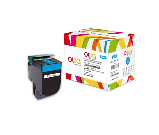 OWA Armor toner pre LEXMARK C540, 543, 544, 546, X543, X544, X546, X548, 2000 strán, C540H1CG, modrá/cyan