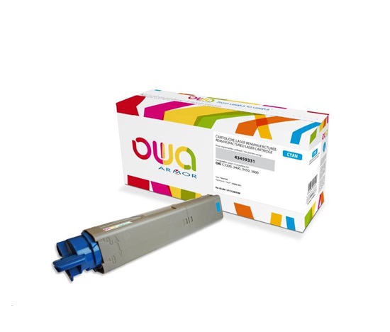 OWA Armor toner pre OKI C3300, C3400, C3450, C3600, 2500 strán, 43459331, modrá/cyan