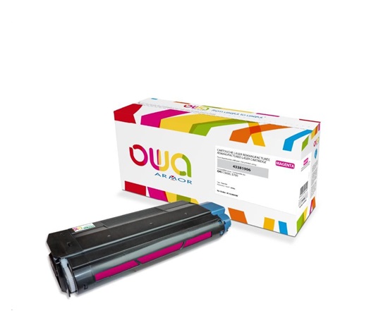OWA Armor toner pre OKI C5600, C5700, 2000 strán, 43381906, červená/purpurová