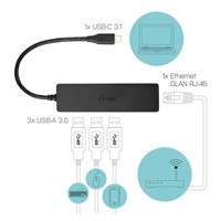 iTec USB-C 3.1 Slim 3-portový HUB + RJ-45