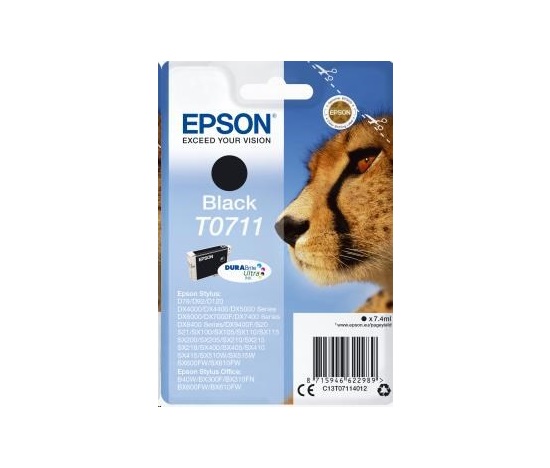 Atrament EPSON čierny Singlepack Black T0711 DURABrite Ultra Ink (7,4 ml)