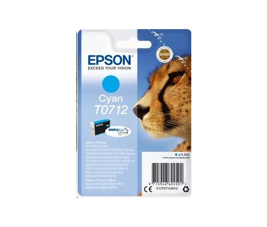 Atramentová tyčinka EPSON Singlepack Cyan T0712 DURABrite Ultra Ink (5,5 ml)