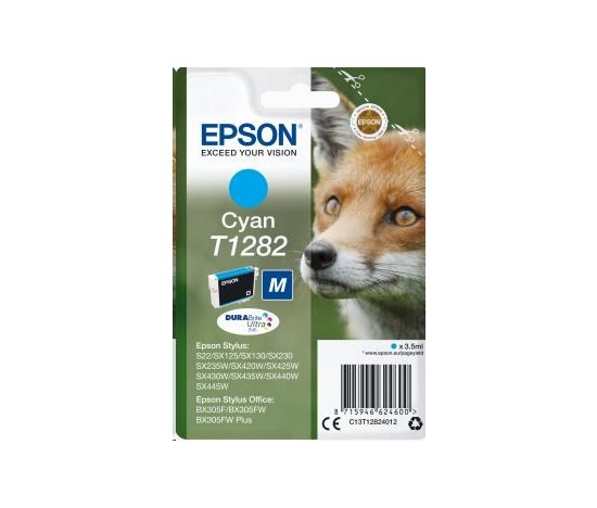 Atramentová tyčinka EPSON Singlepack "Fox" Cyan T1282 DURABrite Ultra Ink (3,5 ml)