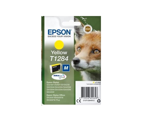 Atramentová tyčinka EPSON Singlepack "Fox" Yellow T1284 DURABrite Ultra Ink (3,5 ml)