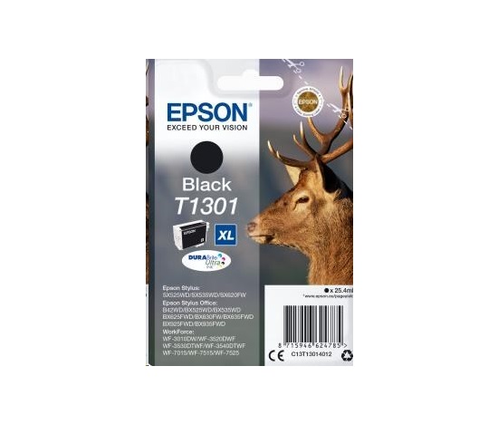 Atrament EPSON čierny Singlepack "Deer" Black T1301 DURABrite Ultra Ink (25,4 ml)