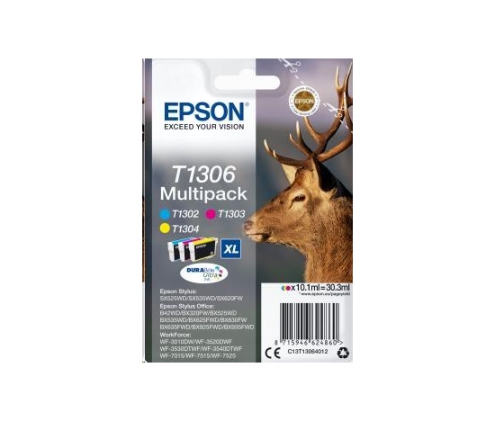 Atrament EPSON Multipack 3-farebný atrament "Deer" T1306 DURABrite Ultra