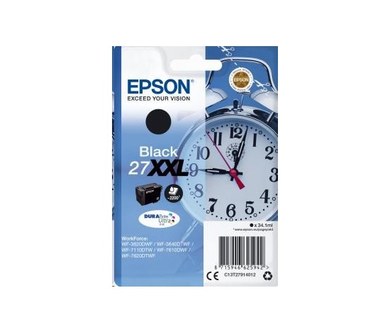 Atrament EPSON čierny Singlepack "Alarm clock" Black 27XXL DURABrite Ultra Ink