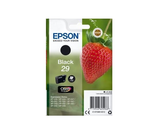 Čierny atrament EPSON v jednom balení "Strawberry" Black 29 Claria Home Ink