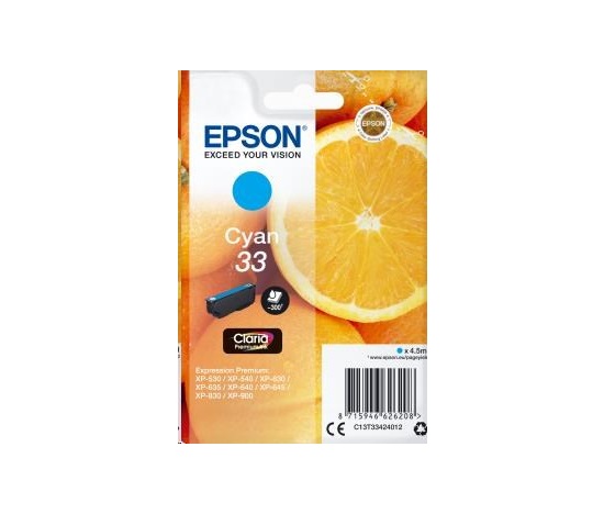 Atramentová tyčinka EPSON Singlepack "Orange" Cyan 33 Claria Premium Ink