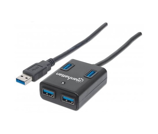 MANHATTAN USB 3.0 Rozbočovač, 4 porty, napájanie zbernice