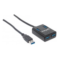 MANHATTAN USB 3.0 Rozbočovač, 4 porty, napájanie zbernice