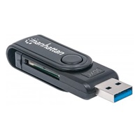 MANHATTAN Mini čítačka pamäťových kariet, 24 v 1, USB 3.0, čierna, externá
