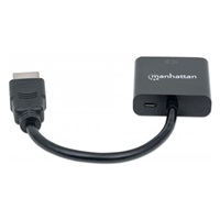 MANHATTAN Prevodník HDMI na VGA (HDMI samec na VGA samica, čierny, Polybag)