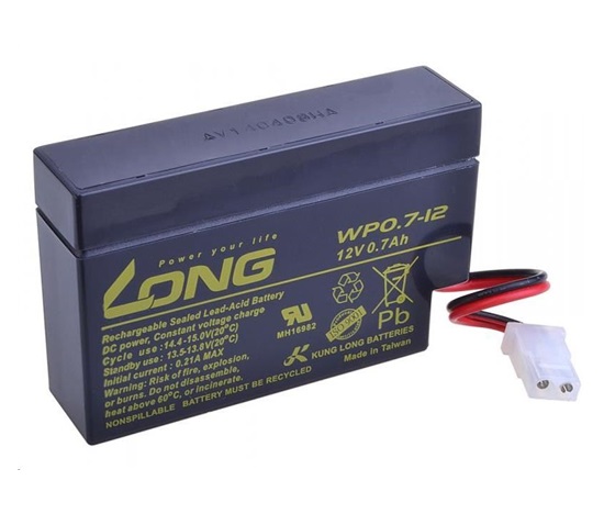 Long 12V 0,7Ah olovený akumulátor AMP