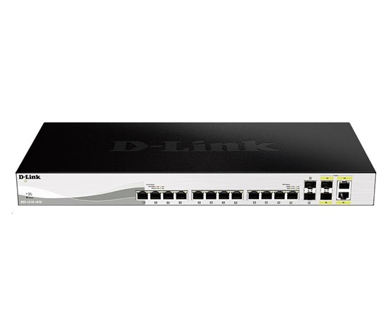 D-Link DXS-1210-16TC 16-portový 10Gigabitový inteligentný spravovaný prepínač, 12x 10GbE RJ45, 2x 10GbE SFP+, 2x 10GbE RJ45/SFP+ combo