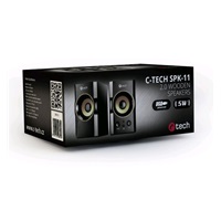 C-TECH repro SPK-11, 2.0, drevený, čierno-zlatý, USB