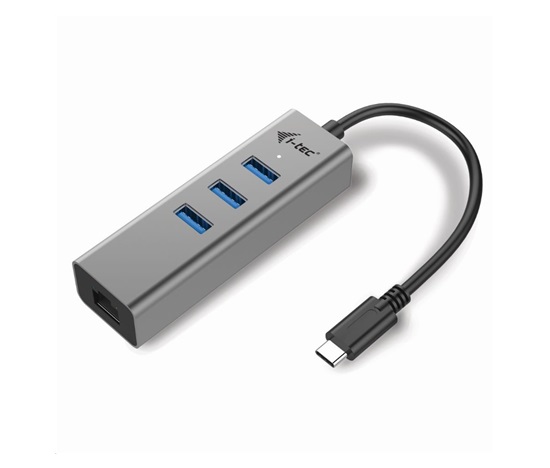 iTec USB-C Metal 3-portový HUB s adaptérom Gigabit Ethernet