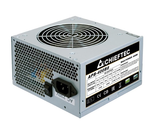 CHIEFTEC Value napájací zdroj, APB-400B8, 400W, ATX-12V V.2.3 , typ PS-2 s 12 cm ventilátorom, aktívne PFC, 230 V