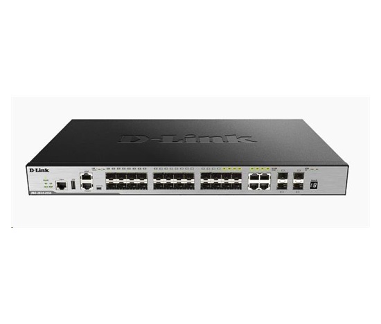 D-Link DGS-3630-28SC/SI xStack SFP L3 Stohovateľný riadený gigabitový prepínač, 20x SFP, 4x gigabitový RJ45/SFP, 4x 10GE SFP+