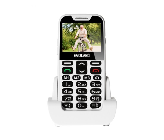EVOLVEO EasyPhone XD, mobilný telefón pre seniorov s nabíjacím stojanom (biely)