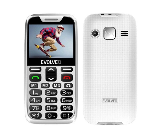 EVOLVEO EasyPhone XD, mobilný telefón pre seniorov s nabíjacím stojanom (biely)