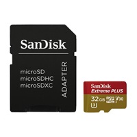 Karta SanDisk MicroSDHC 32GB Extreme PLUS (10MB/s, UHS-I V30, Rescue Pro Deluxe) + adaptér