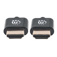 MANHATTAN Ultratenký vysokorýchlostný kábel HDMI s Ethernetom, HEC, ARC, 3D, 4K, HDMI samec - samec, tienený, čierny, 0,5 m