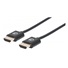 MANHATTAN Ultratenký vysokorýchlostný kábel HDMI s Ethernetom, HEC, ARC, 3D, 4K, HDMI samec - samec, tienený, čierny, 1 m